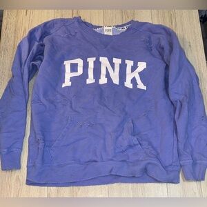 PINK Victoria's Secret purple distressed crewneck Sweatshirt Crew sweater